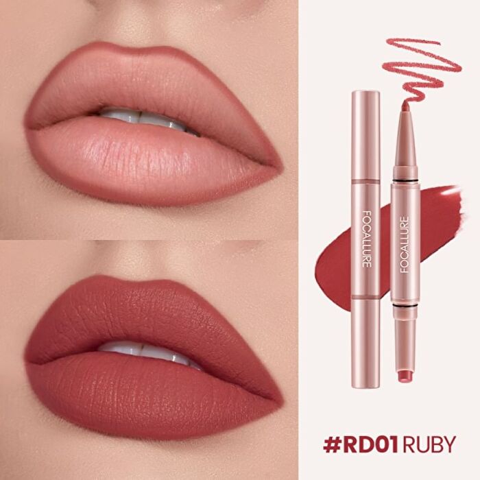 Focallure 2 in 1 Double-Ended Lip Liner Pencil - 6 Colors - #NU02 Mocha