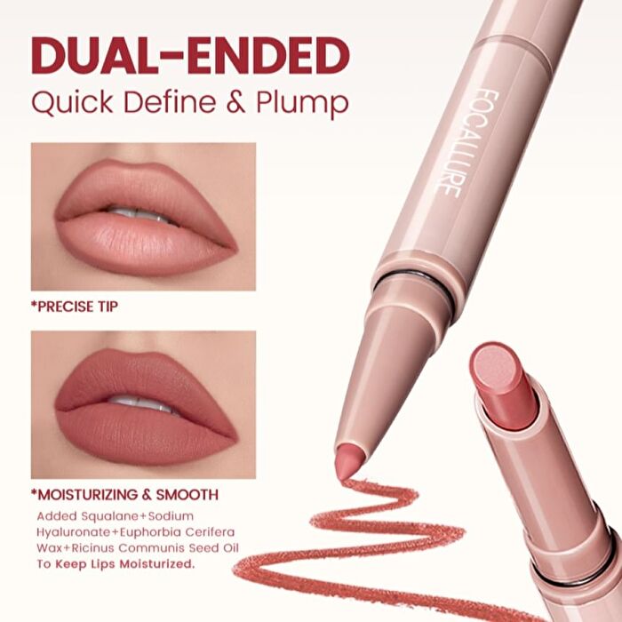 2 in 1 Double-Ended Lip Liner Pencil - 6 Colors - #NU03 Latte
