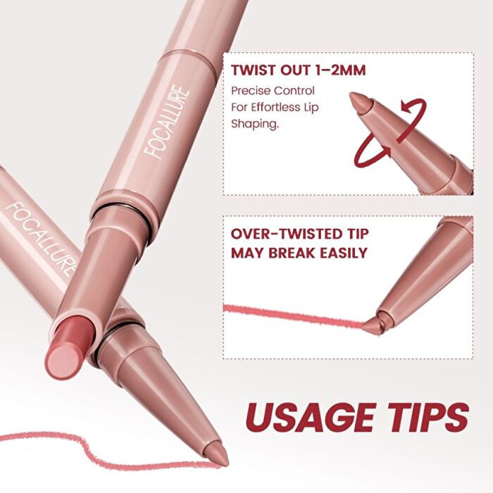 2 in 1 Double-Ended Lip Liner Pencil - 6 Colors - #PK02 Lilac