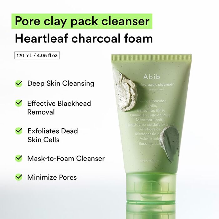 Pore Clay Pack Cleanser Heartleaf Charcoal Foam - 120ml