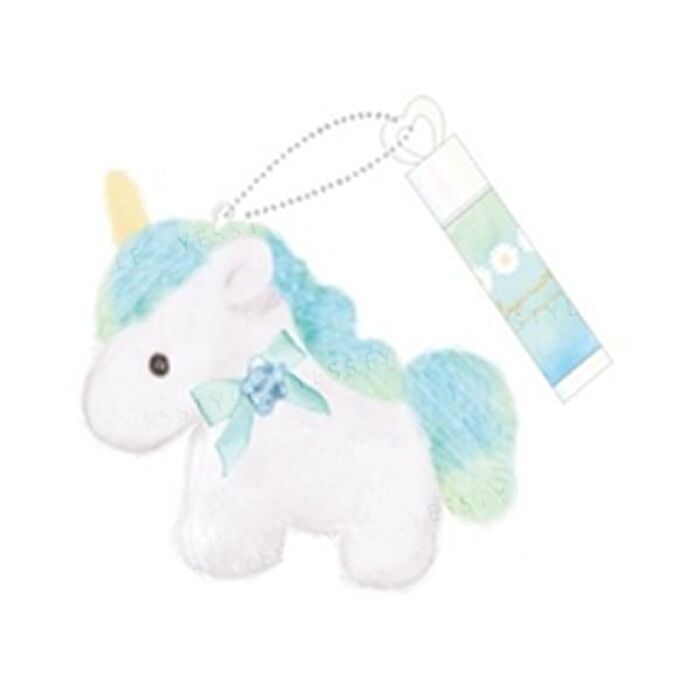 Shobido Unicorn Lip Balm with Mint Blue Plush Keychain - 1 set