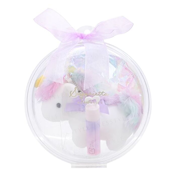 Shobido Unicorn Lip Balm with Pink Plush Keychain - 1 set