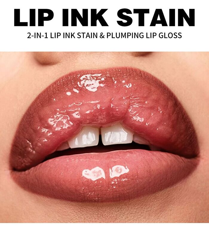 Dual-Ended Lip Gloss & Lip Liner - 5 Colors - 01# - 2pcs (3ml + 2.8ml)