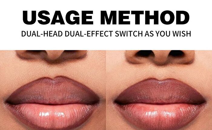Dual-Ended Lip Gloss & Lip Liner - 5 Colors - 01# - 2pcs (3ml + 2.8ml)