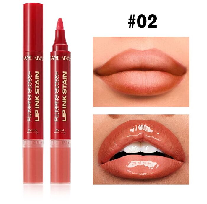 Dual-Ended Lip Gloss & Lip Liner - 5 Colors - 01# - 2pcs (3ml + 2.8ml)