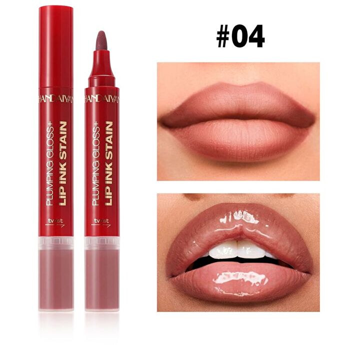 Dual-Ended Lip Gloss & Lip Liner - 5 Colors - 01# - 2pcs (3ml + 2.8ml)