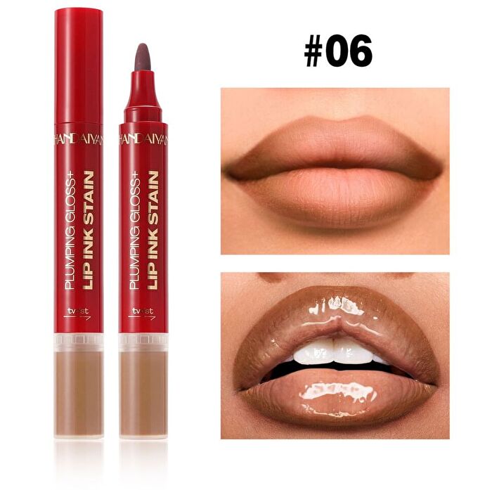 Dual-Ended Lip Gloss & Lip Liner - 5 Colors - 01# - 2pcs (3ml + 2.8ml)