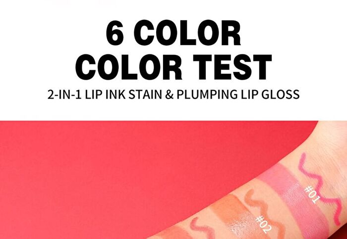 Dual-Ended Lip Gloss & Lip Liner - 5 Colors - 01# - 2pcs (3ml + 2.8ml)
