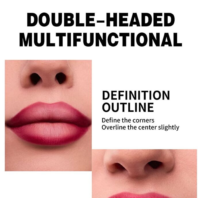 Dual-Ended Lip Gloss & Lip Liner - 5 Colors - 01# - 2pcs (3ml + 2.8ml)