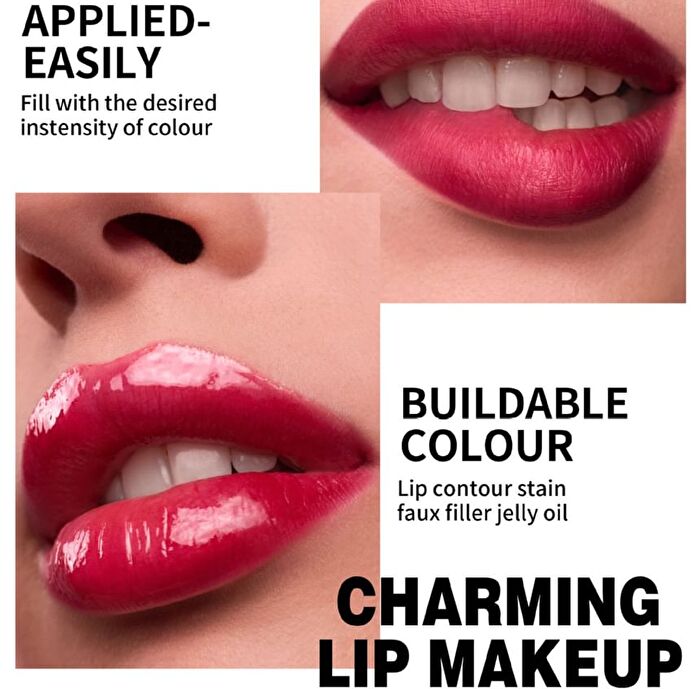 Dual-Ended Lip Gloss & Lip Liner - 5 Colors - 01# - 2pcs (3ml + 2.8ml)