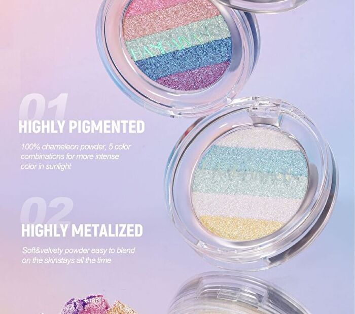Multi-Chrome Shiny Eyeshadow - 3 Colors - 01# - 2.8g