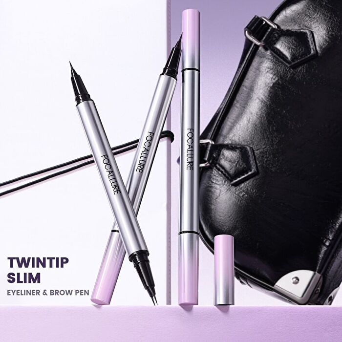 Focallure Duo Liquid Eyeline And Brow Pen - 2 Colors - #BR01 Chocolate Brown - 0.4g