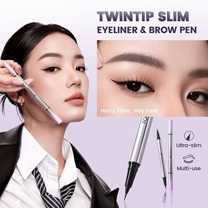 Focallure Duo Liquid Eyeline And Brow Pen - 2 Colors - #BR01 Chocolate Brown - 0.4g