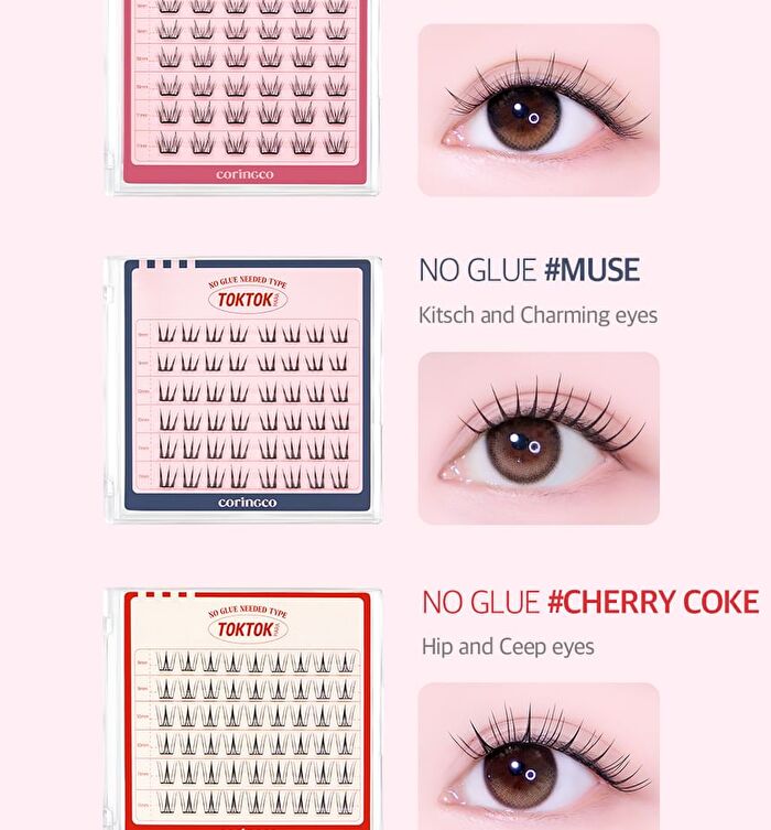 Toktok-Hara No Glue Eyelash Long Version - 4 Types - #Cherry Coke