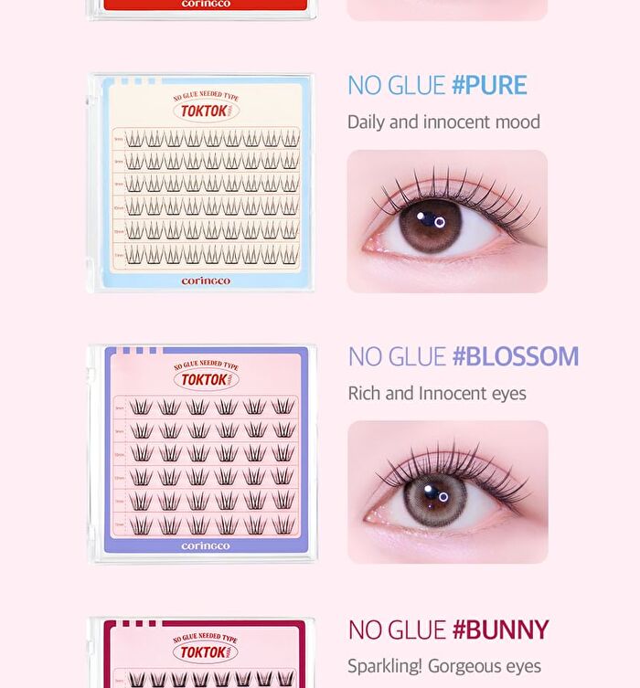 Toktok-Hara No Glue Eyelash Long Version - 4 Types - #Cherry Coke