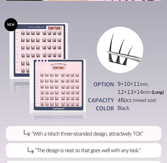 Toktok-Hara No Glue Eyelash Long Version - 4 Types - #Cherry Coke