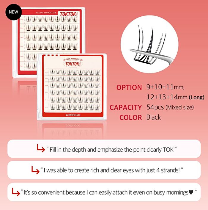 Toktok-Hara No Glue Eyelash Long Version - 4 Types - #Cherry Coke