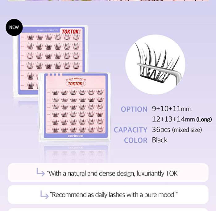 Toktok-Hara No Glue Eyelash Long Version - 4 Types - #Cherry Coke