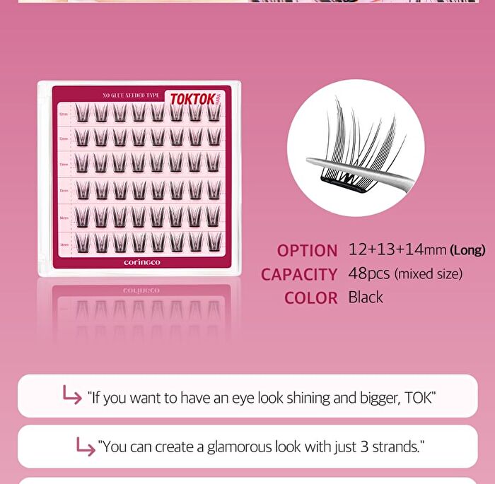 Toktok-Hara No Glue Eyelash Long Version - 4 Types - #Cherry Coke