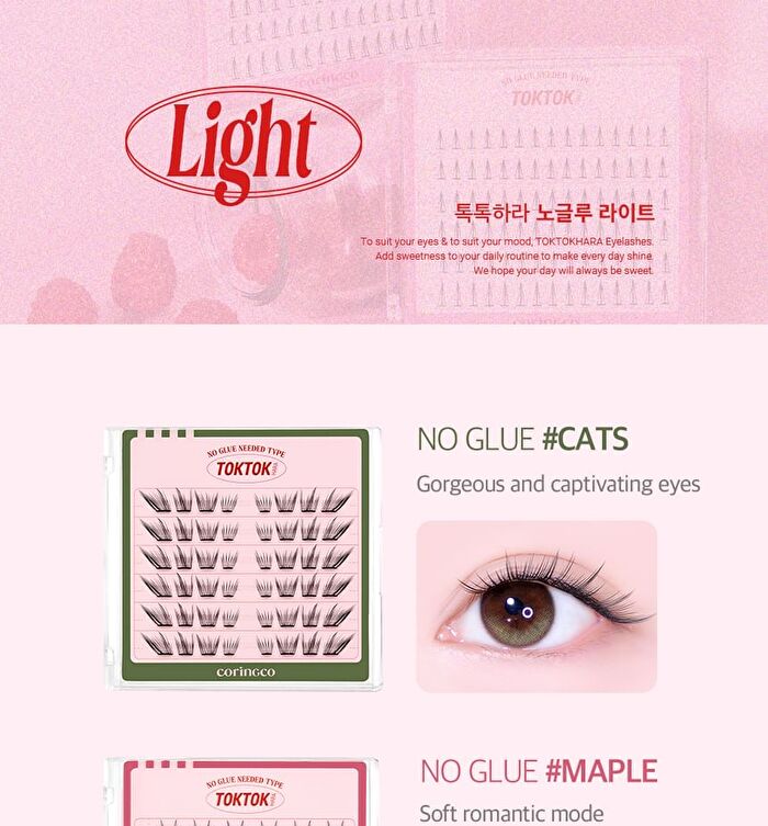 Toktok-Hara No Glue Eyelash Long Version - 4 Types - #Cherry Coke
