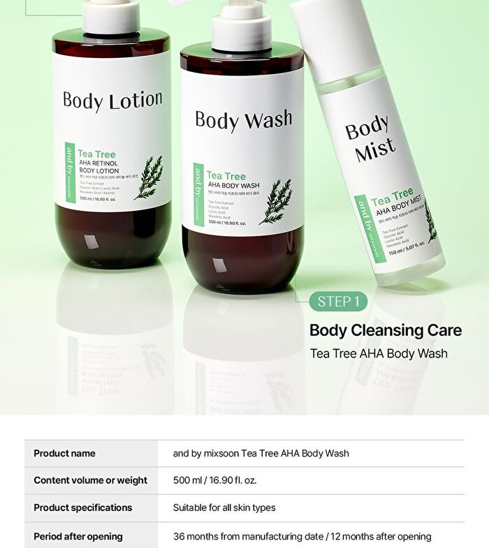 mixsoon and by mixsoon Tea Tree AHA Body Wash - 500ml