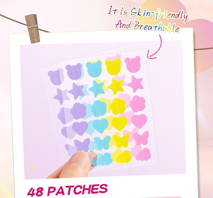 Sadoer Colored Bear Butterfly Star Acne Patch - 48pcs