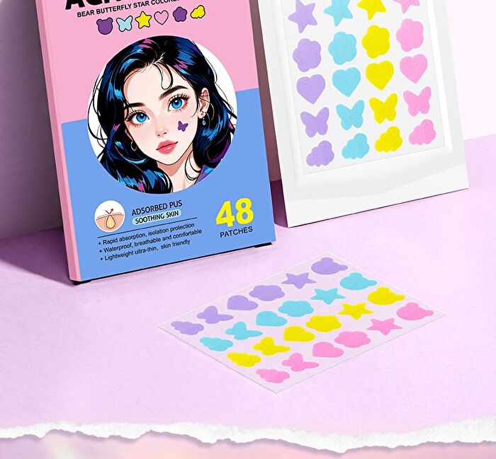Sadoer Colored Bear Butterfly Star Acne Patch - 48pcs