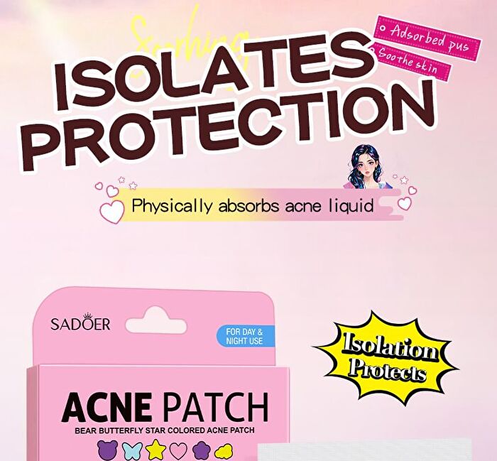 Sadoer Colored Bear Butterfly Star Acne Patch - 48pcs