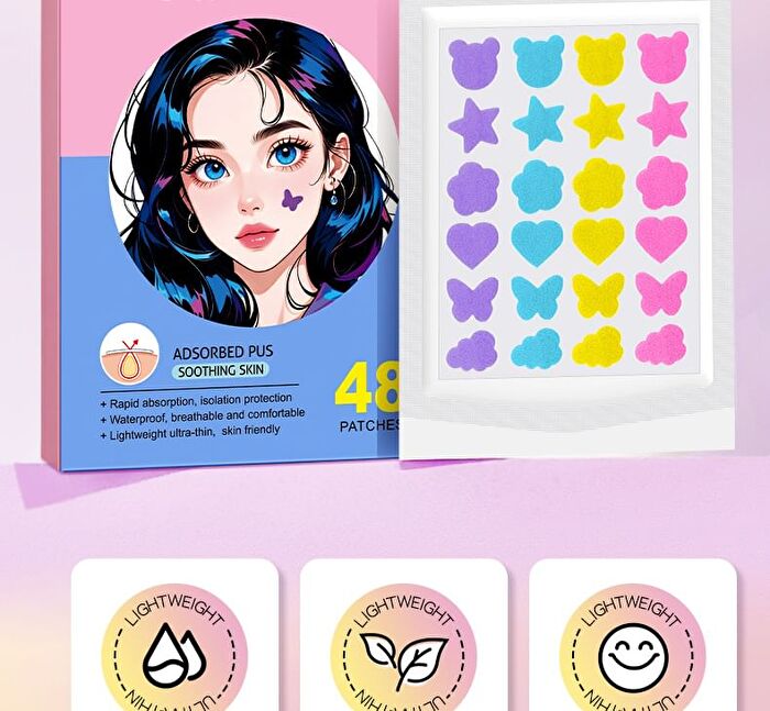 Sadoer Colored Bear Butterfly Star Acne Patch - 48pcs