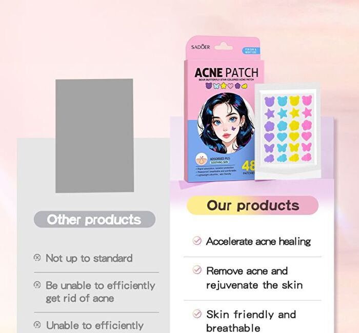 Sadoer Colored Bear Butterfly Star Acne Patch - 48pcs