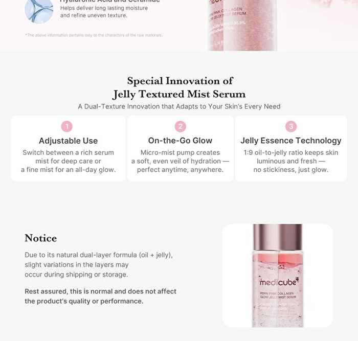 PDRN Pink Collagen Glow Jelly Mist Serum - 100ml