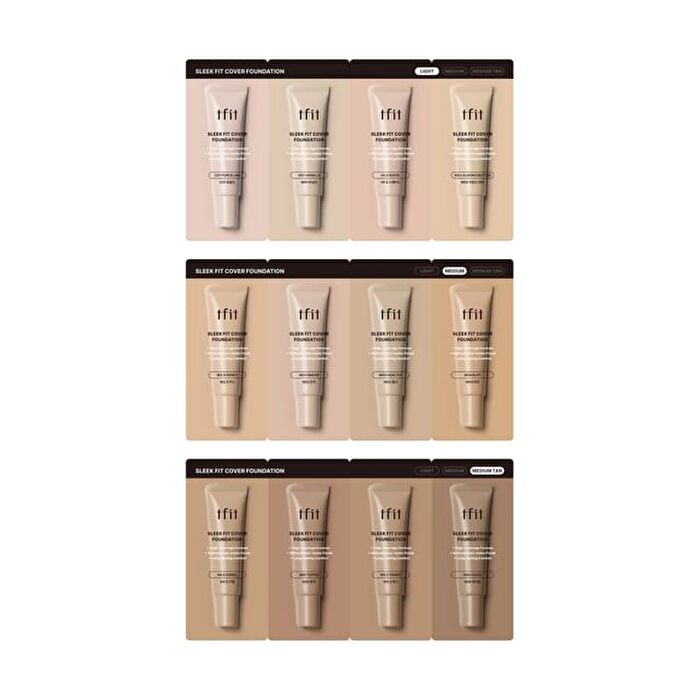 Tfit Sleek Fit Cover Foundation Sachet Set - 3 Types - Light
