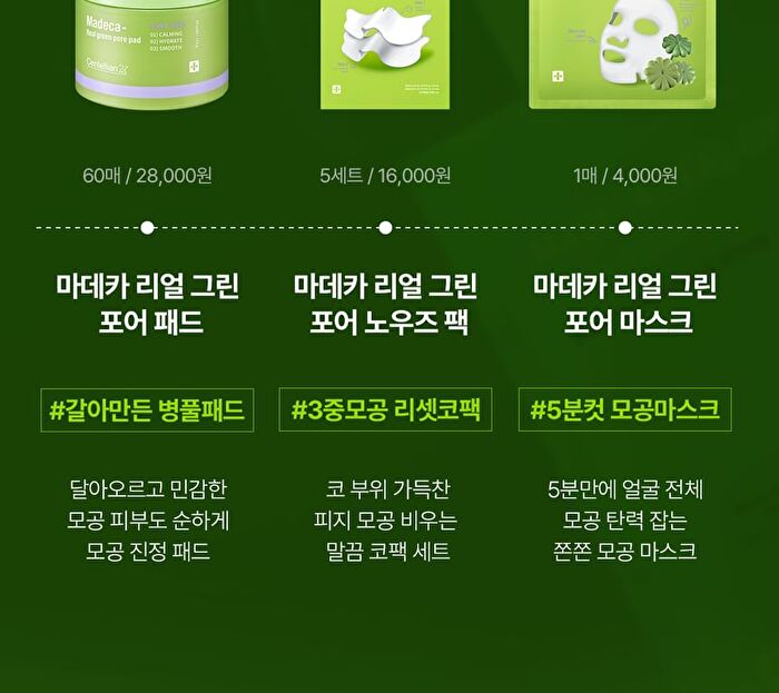 Madeca Real Green Pore Nose Pack - 5 sets
