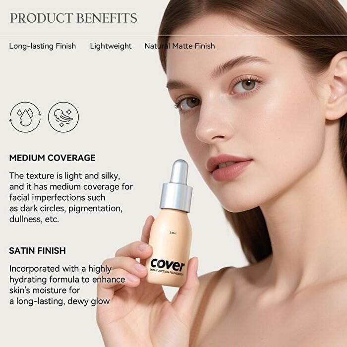 Dual-Function Foundation - 6 Shades - 01# Cream - 30ml