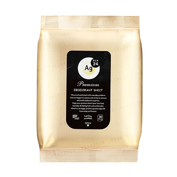 Ag Deo 24 Premium Deodorant Body Sheet Jumbo - 30 pcs