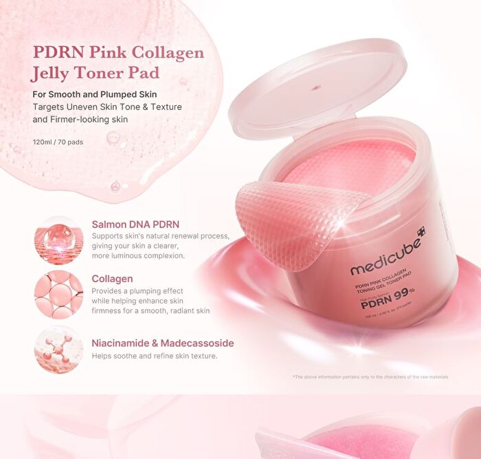 PDRN Pink Collagen Toning Gel Toner Pad (EU/UK Packaging) - 70 pads