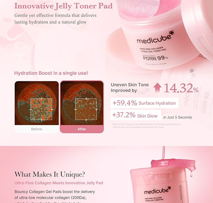 PDRN Pink Collagen Toning Gel Toner Pad (EU/UK Packaging) - 70 pads