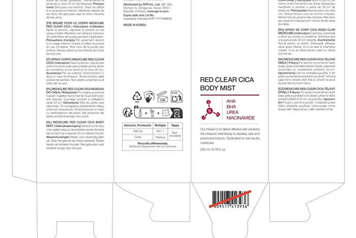 Red Clear Cica Body Mist (EU/UK Packaging) - 200ml