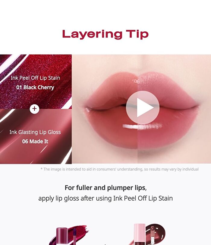 Ink Peel Off Lip Stain - 3 Colors - #01 Black Cherry