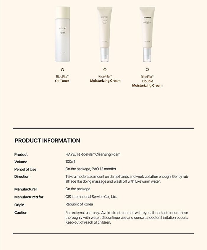 Hayejin RiceFila Cleansing Foam - 100ml