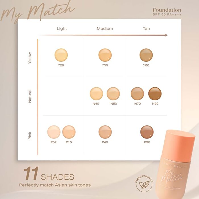 My Match Foundation SPF 50 PA++++ - Y50 Warm Beige