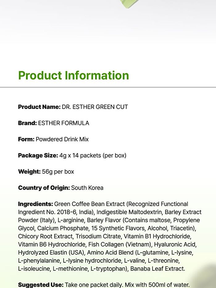 Esther Formula Dr. Esther Green Cut - 4g x 14 sticks