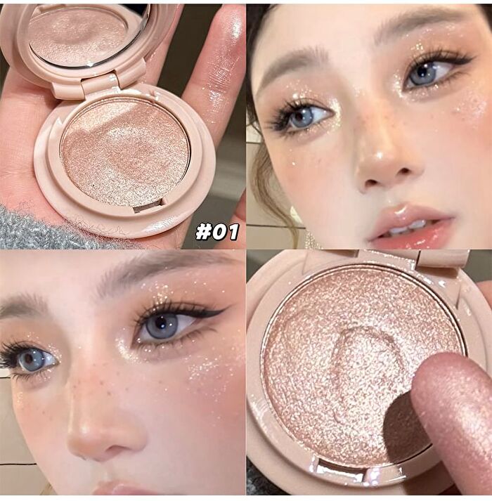 Pink Purple Single Highlighter - 3 Colors - 01# Champagne Gold - 4.8g