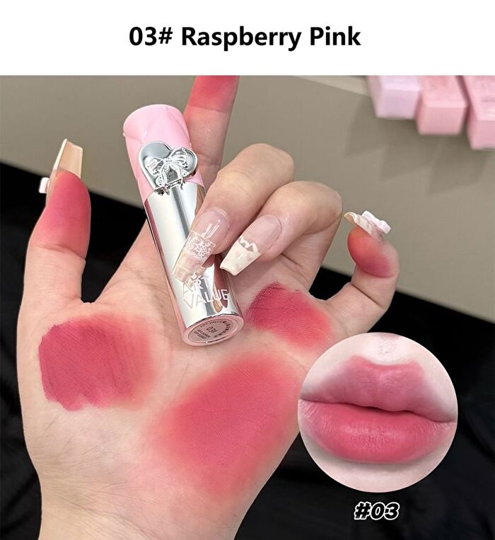 Butterfly Heart Whispers Matte Lip Mud - 4 Colors - 03# Raspberry Pink - 1.5g