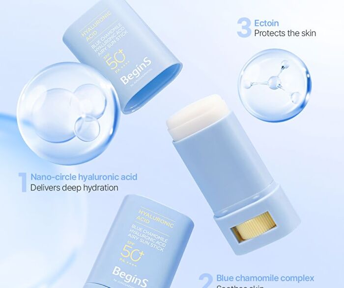 Jung Saem Mool BeginS Blue Chamomile Hyaluronic Acid Airy Sun Stick - 15g