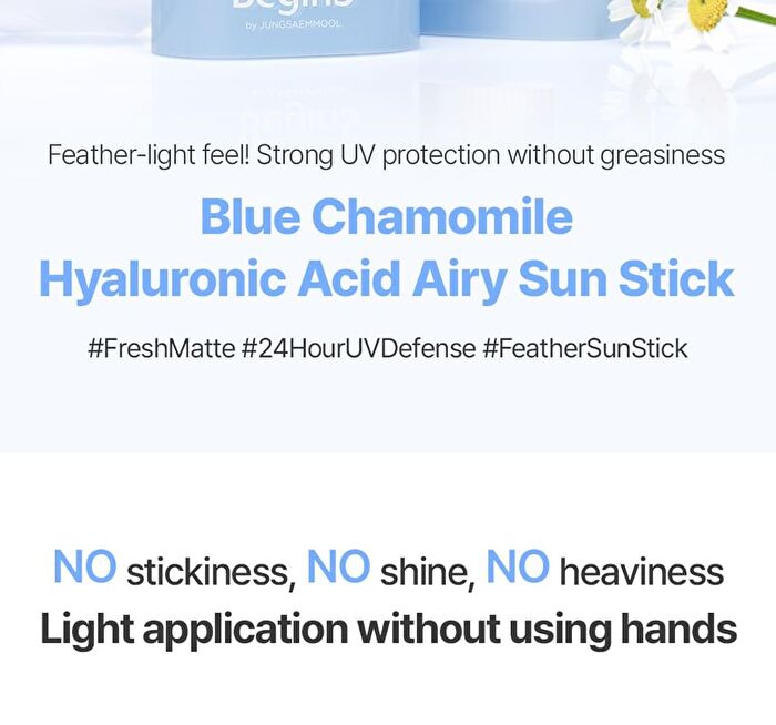 Jung Saem Mool BeginS Blue Chamomile Hyaluronic Acid Airy Sun Stick - 15g