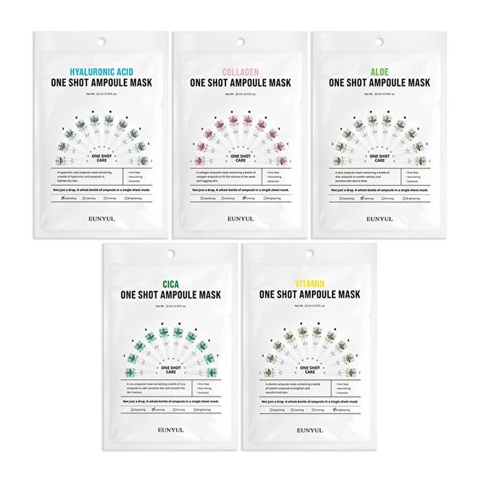 Hyaluronic Acid One Shot Ampoule Mask Sheet - 5 Types - #Vitamin