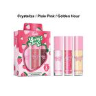 Berry Juicy Lip Gloss Trio Set - 2 Types - Crystalize / Pixie Pink / Golden Hour - 4g x 3pcs