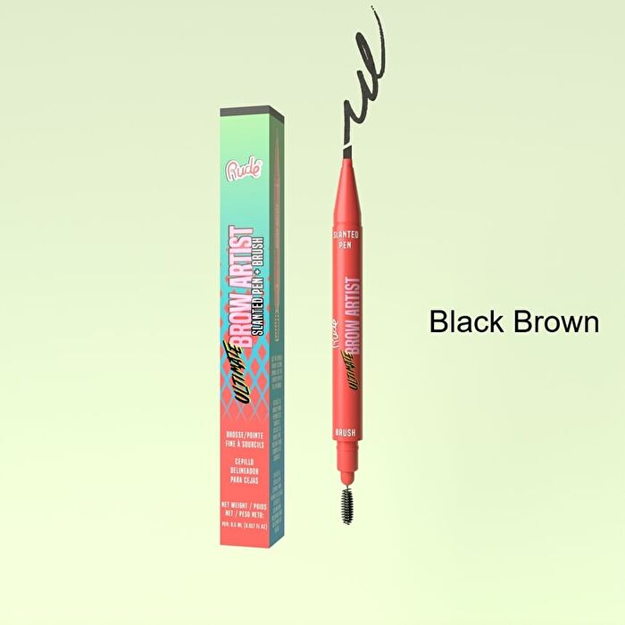 Ultimate Brow Artist Slanted Pen & Brush - 4 Colors - Black Brown - 0.5ml