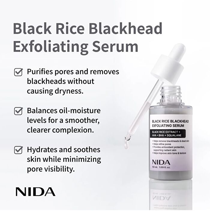 Nida Black Rice Blackhead Exfoliating Serum - 50ml